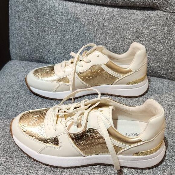 Michael Kors Jasmine Trainer sneakers White and Gold Nwt - Picture 2 of 7